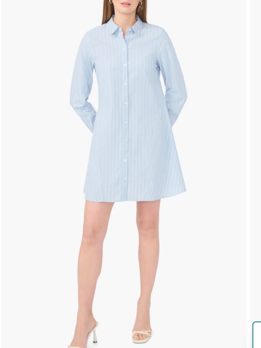 1. State Light Blue Striped Shirt Mini Dress